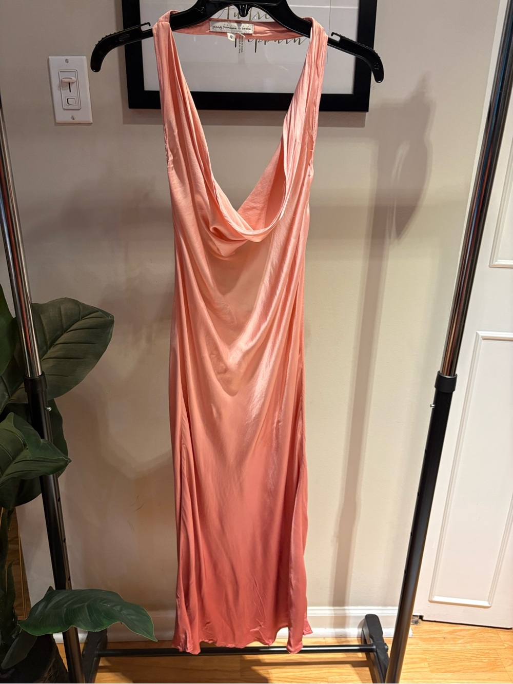 Young Fabulous & Broke Rebel Slip Dress Pink Ombre Halter Maxi - Size S